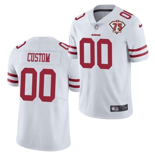Men's San Francisco 49ers ACTIVE PLAYER Custom 2021 With 75th Anniversary White Limited Stitched NFL Jersey (Check description if you want Women or Youth size)